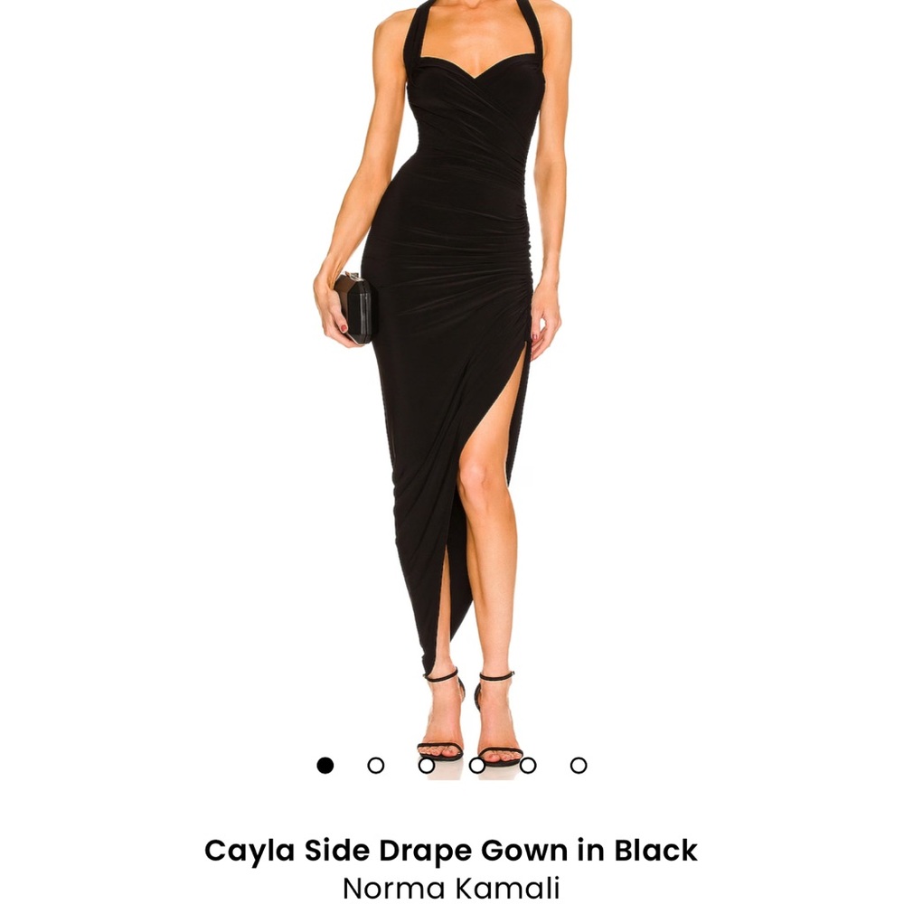 Norma Kamali Black Ruched Asymmetrical Gown